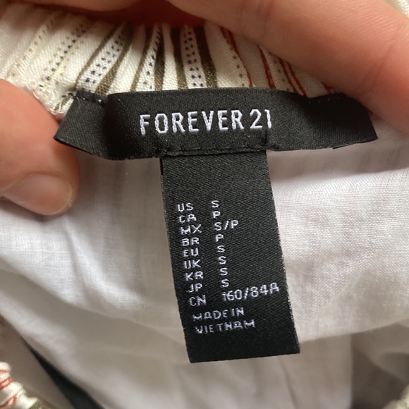 $5 ADD ON Forever21 Pinstripe Off Shoulder Mini Dress - Picture 5 of 6